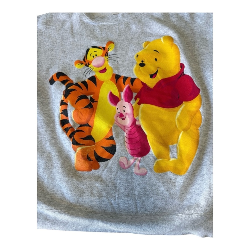 Pooh Sweatshirt Adult Size M/L Gray Vintage 90s Crew Neck Winnie Tiger Piglet - Picture 5 of 9